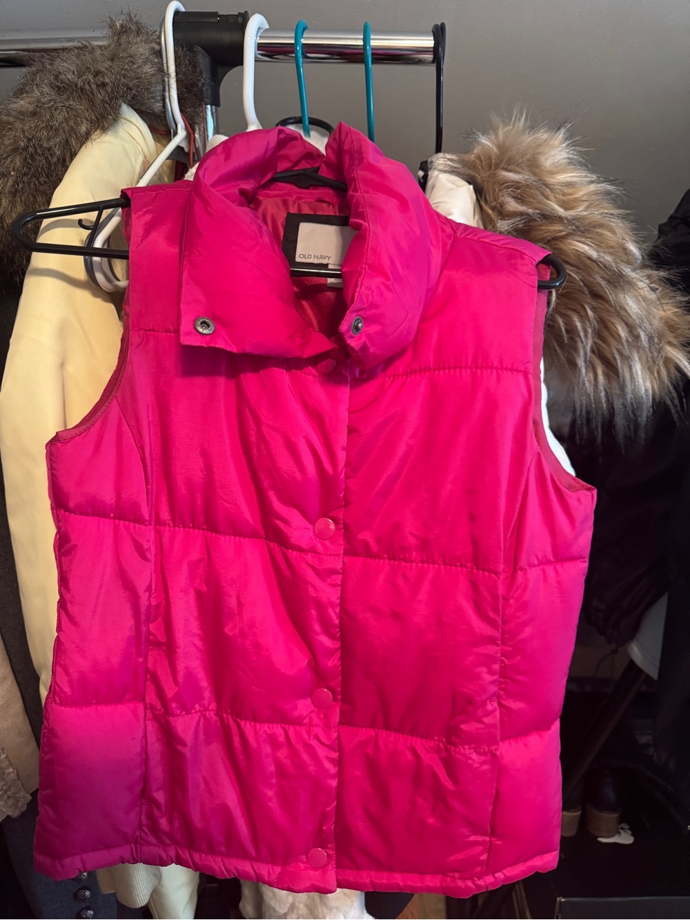 Old Navy Bright Pink Quilted Puffer Vest